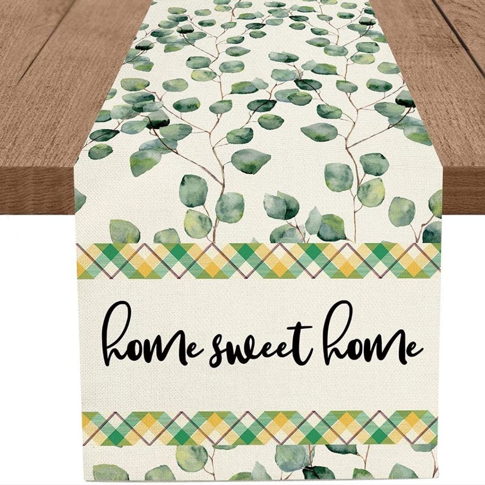 Spring Eucalyptus Leaves Table Runner 13" x 72"